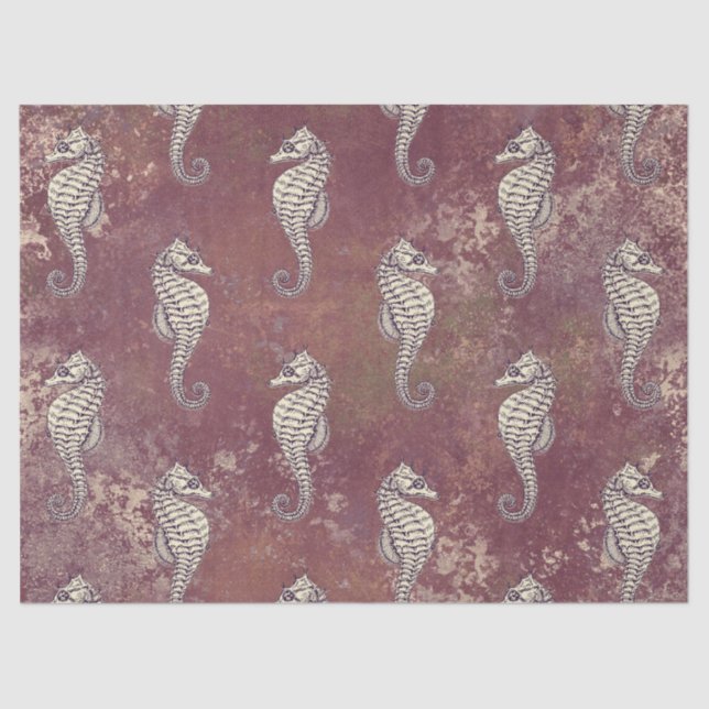 Pink with White Seahorse Decoupage Tissue Paper (Front)