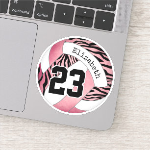 pink with zebra pattern personalized volleyball