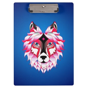 Pink Wolf Head Artwork-24531 Clipboard