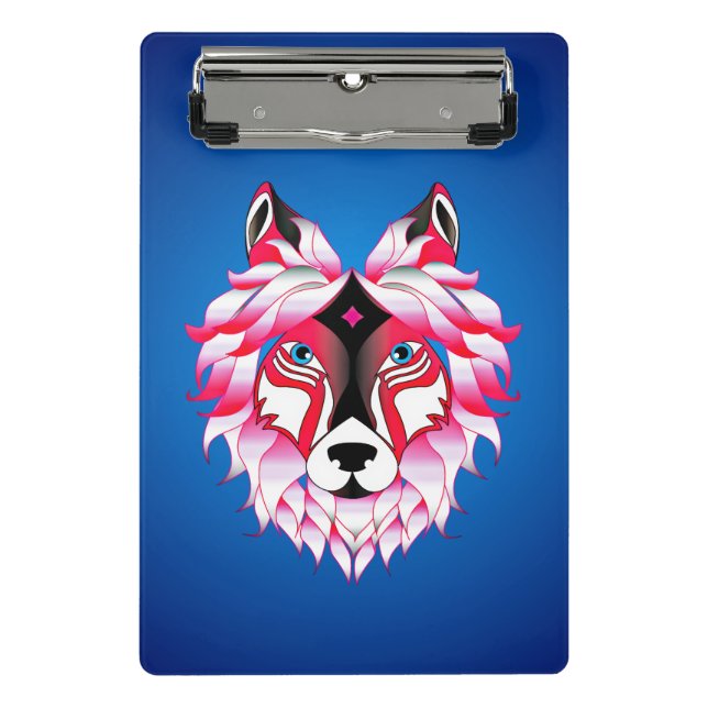 Pink Wolf Head Artwork-24531 Mini Clipboard (Front)