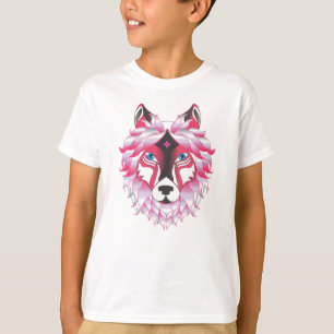 Pink Wolf Head Artwork  T-Shirt