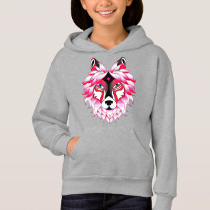 Pink Wolf Head Polygon Design-24531