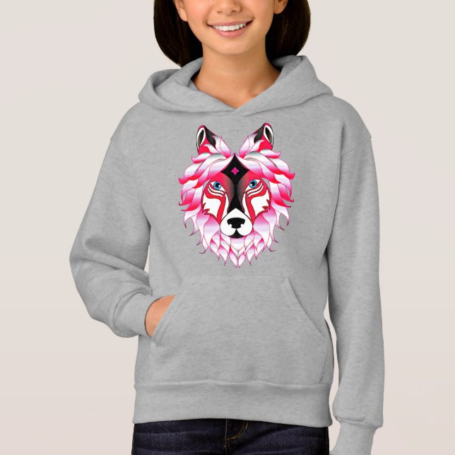 Pink Wolf Head Polygon Design-24531 (Front)