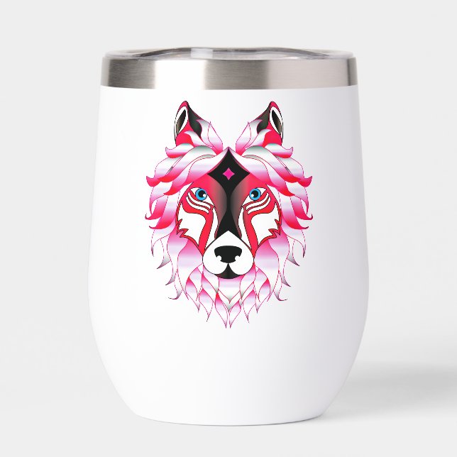 Pink Wolf Head Polygon Design-24531 (Back)