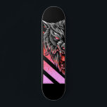 Pink Wolf Head Skateboard<br><div class="desc">This design may be personalized by choosing the customize option to add text or make other changes. If this product has the option to transfer the design to another item, please make sure to adjust the design to fit if needed. Contact me at colorflowcreations@gmail.com if you wish to have this...</div>