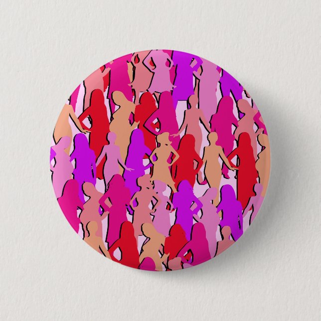 Pink Women Silhouette 2 Inch Round Button (Front)