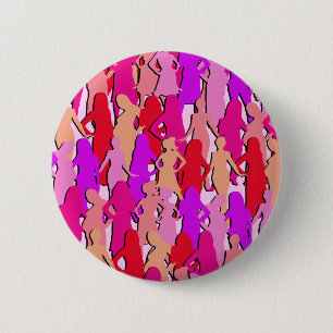 Pink Women Silhouette 2 Inch Round Button