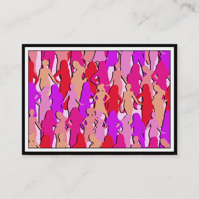 Pink Women Silhouette Business Card (Front)