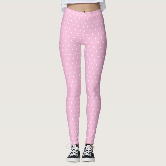 Pink Women's Polka Dot Leggings (Front)