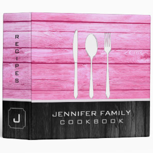 Pink Wood Family Cooking Binder