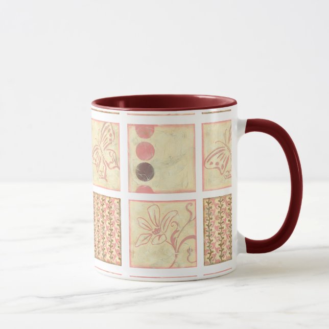 Pink Woodblock Drawings by Chariklia Zarris Mug (Right)