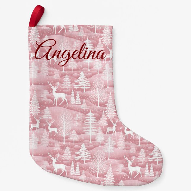 Pink Woodland Christmas Stocking (Front)