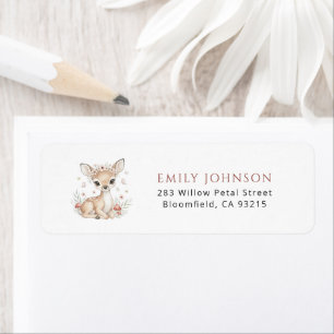Pink Woodland Deer Girl Baby Shower Return Address