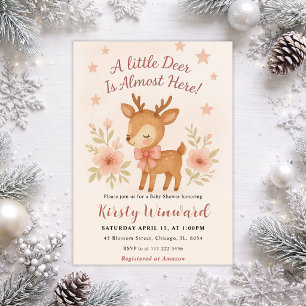Pink Woodland Little Deer Baby Shower Invitation