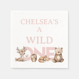 Pink Woodland Wild One 1st Birthday  Napkin