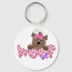 Pink Woof Dog Keychain