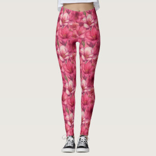 Pink Workout Amaryllis Sparkle Anniversary Gifts  Leggings