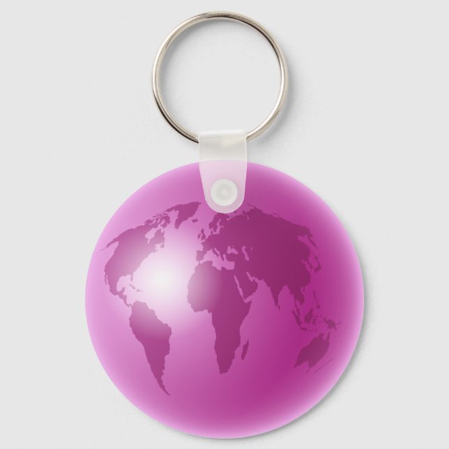 Pink World Globe Keychain (Front)