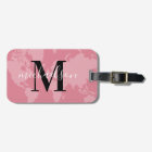 Pink World Map Custom Name Monogram