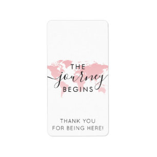 Pink World Map Journey Begins Mini Candy Bar Wrap Label