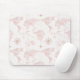 Pink World Map Mouse Pad