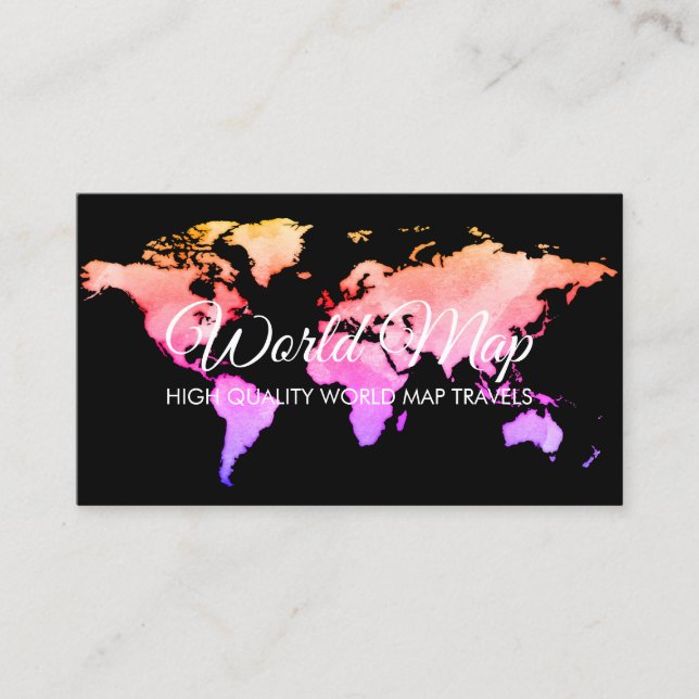 Pink World Map Trip Globe Travel Agent Business Card (Front)
