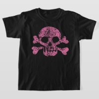 Pink Worn Skull and Crossbones T-Shirt