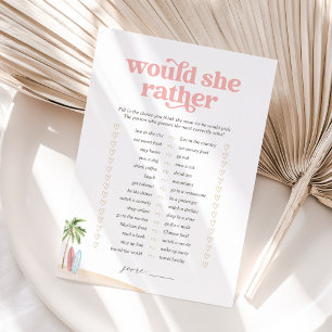 Pink Would She Rather Baby Beach Shower Game Invitation