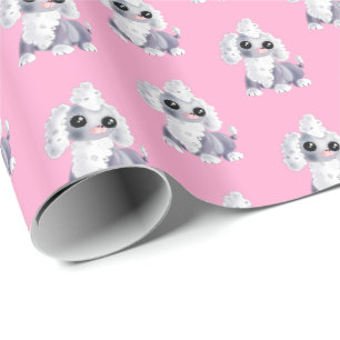 Pink Wrapping Paper with Baby Pet Dog