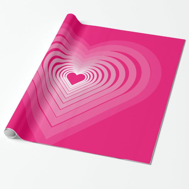 Pink Wrapping Paper with Hearts - Love (Unrolled)