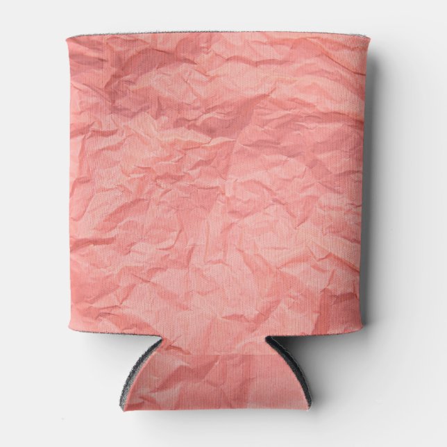 Pink Wrinkled Paper Texture Background Can Cooler (Front)