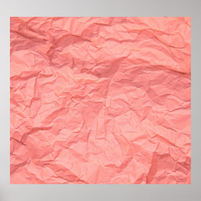 Pink Wrinkled Paper Texture Background Poster (Front)
