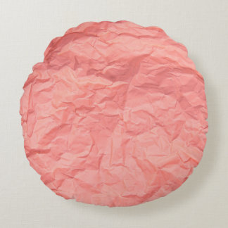 Pink Wrinkled Paper Texture Background Round Pillow
