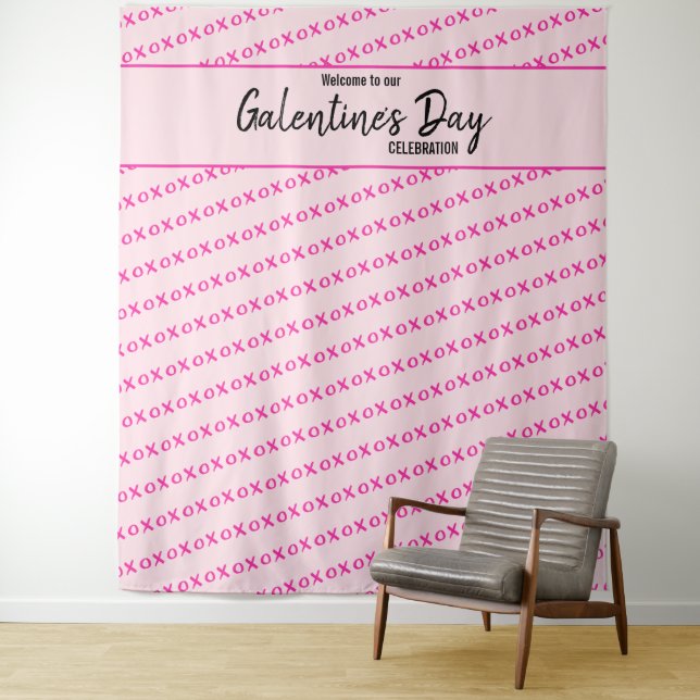 Pink XOXO Galentine's day Photo backdrop custom Tapestry (In Situ)