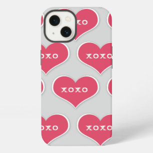 Pink XOXO Hearts with Changeable Colour Background iPhone 13 Case
