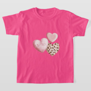 Pink XOXO Leopard Print Hearts T-Shirt