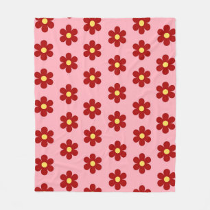Pink Y2K Vibrant Wildflower Bold Retro Spring Fleece Blanket