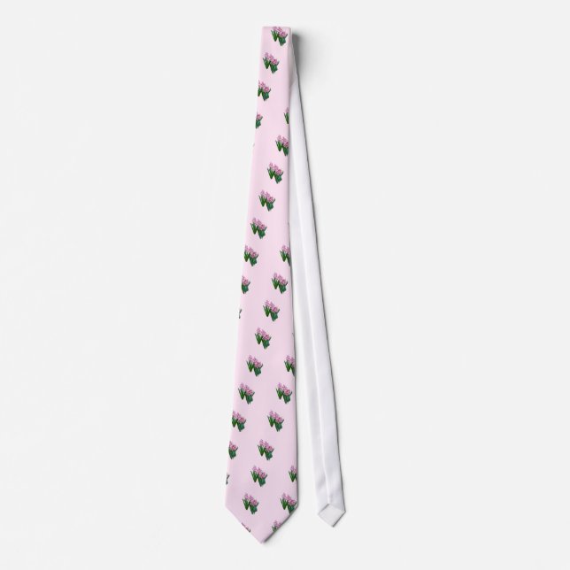 Pink yacinths All in a Row Tie (Front)