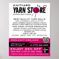 Pink Yarn Store Logo, Knitting Store, Yarn Store