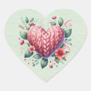 Pink Yarn  Valentine Heart Heart Sticker