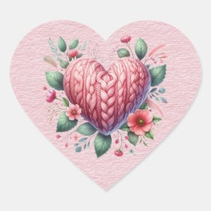 Pink Yarn Valentine Heart Sticker