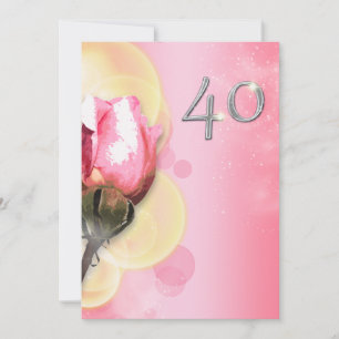 Pink yellow 40th floral birthday invitation
