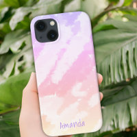 Pink Yellow Abstract Sky Watercolor Pattern Girly 