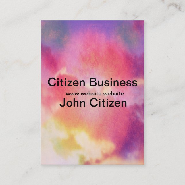 Pink, yellow and blue abstract clouds business card (Front)