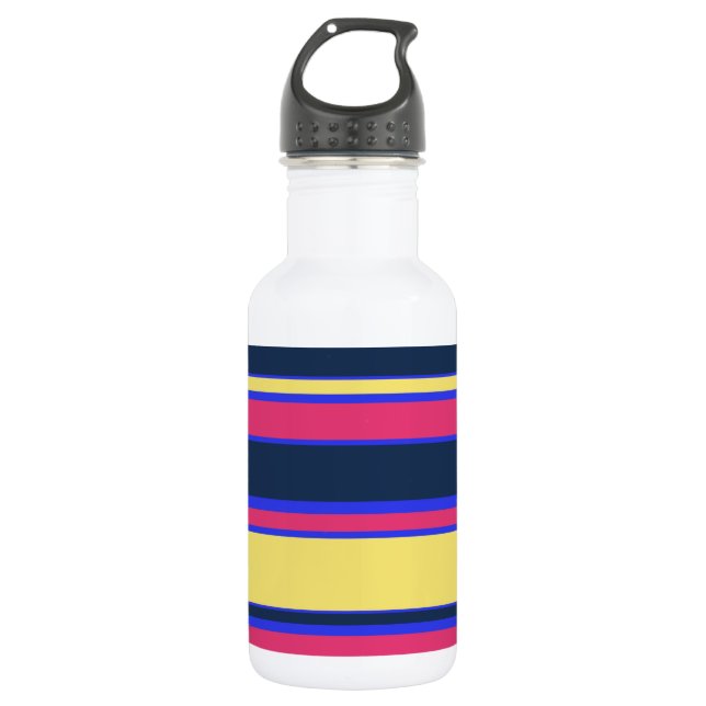 Pink, yellow and blue stripes 532 ml water bottle (Front)
