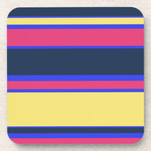 Pink, yellow and blue stripes coaster