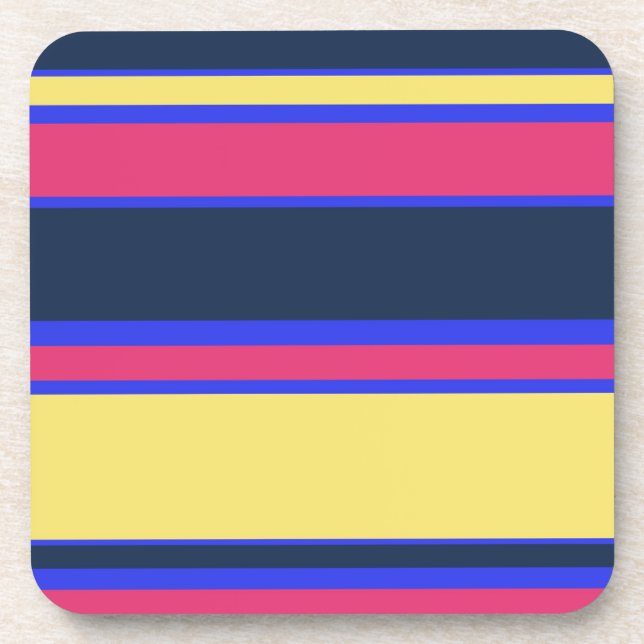 Pink, yellow and blue stripes coaster (Front)