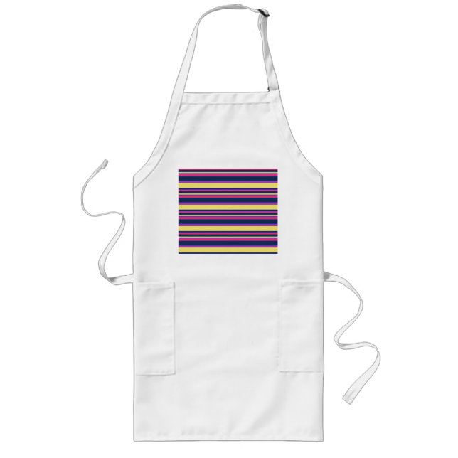 Pink, yellow and blue stripes long apron (Front)