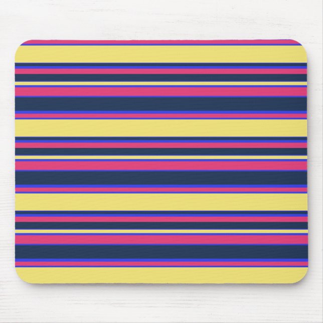 Pink, yellow and blue stripes mouse pad (Front)