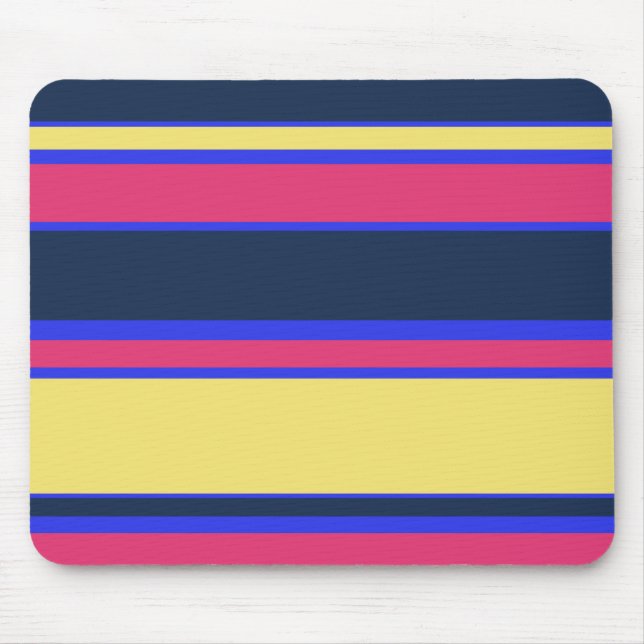 Pink, yellow and blue stripes mouse pad (Front)